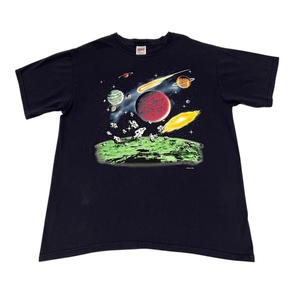 VTG‎ Vintage 90s Human-i-Tees Solar System Astronomy Anvil Size Large Blue - Picture 1 of 12